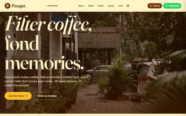 Cafe website template preview