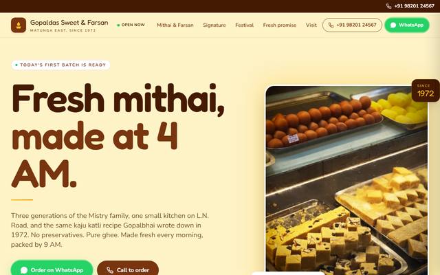 Sweet shop website template preview
